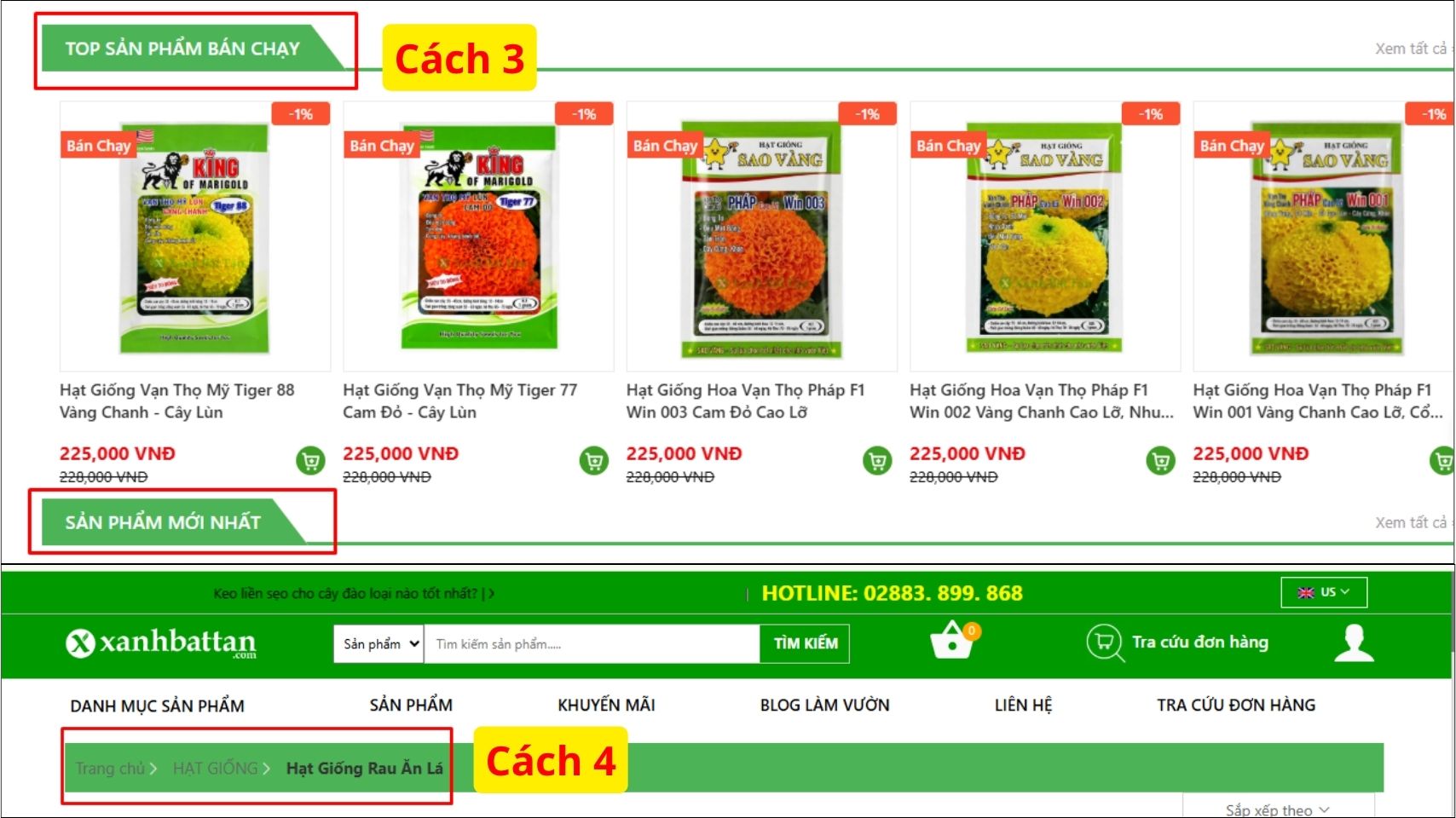 Bước 1: Tìm kiếm sản phẩm cần mua trên Website Xanh Bất Tận