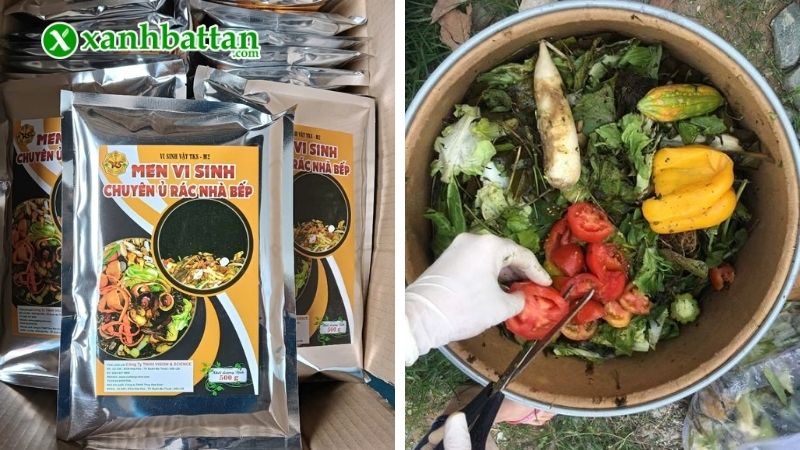 Cách pha chế và phối trộn men vi sinh vào nguyên liệu hữu cơ