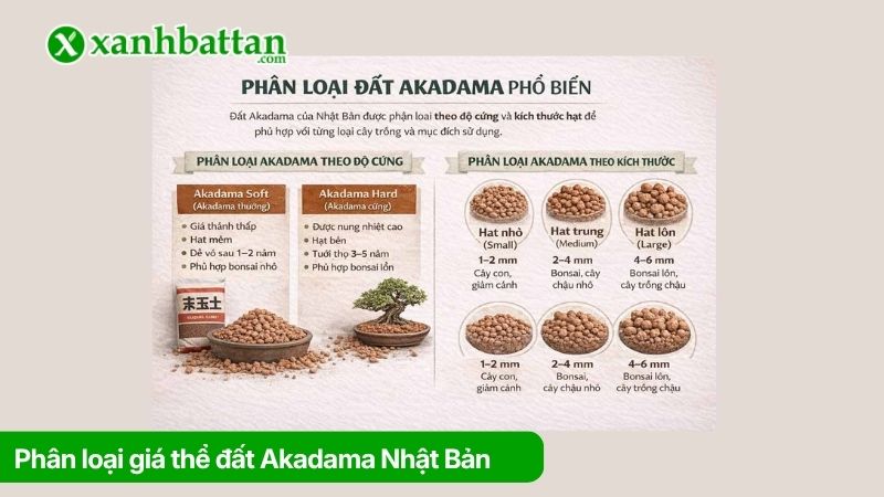 Phân loại giá thể đất Akadama Nhật Bản