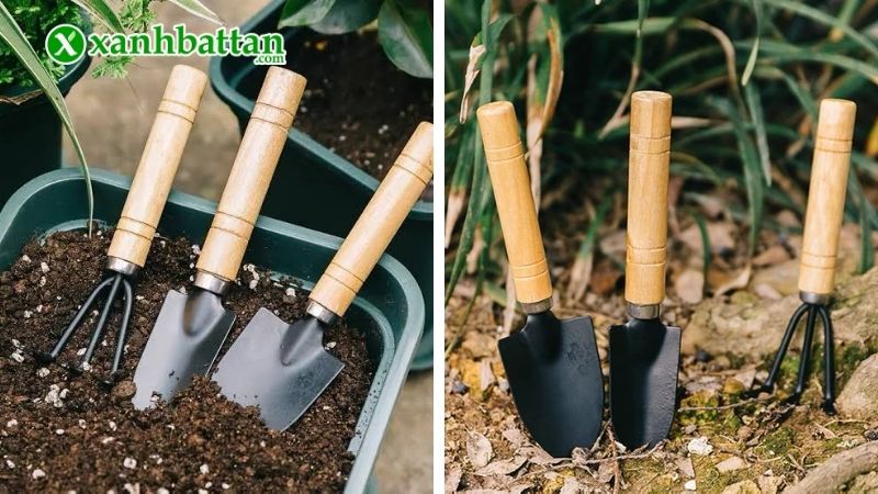 Bộ 3 dụng cụ làm vườn (Xẻng - Xới đất - Cào đất)