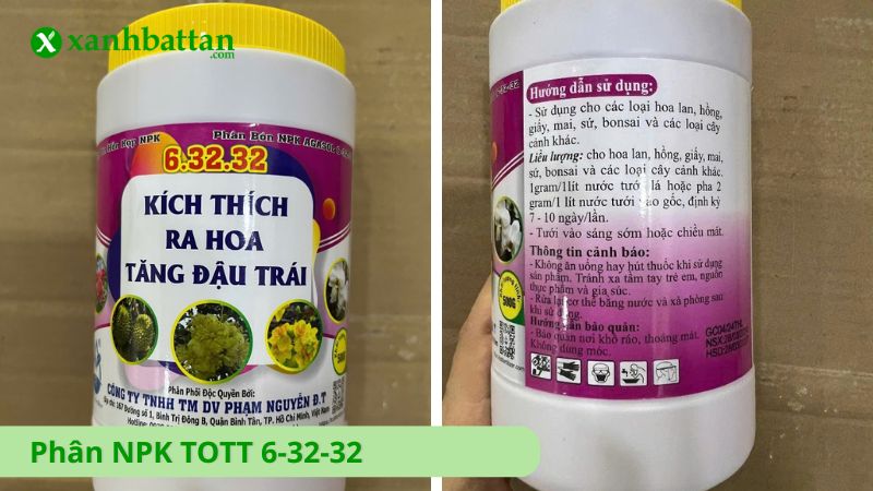 Phân NPK TOTT 6-32-32 - Kích thích ra hoa, tăng đậu trái