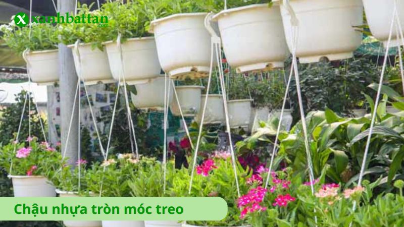 Chậu nhựa tròn móc treo