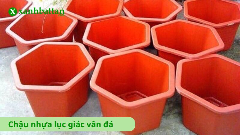 Chậu nhựa lục giác vân đá