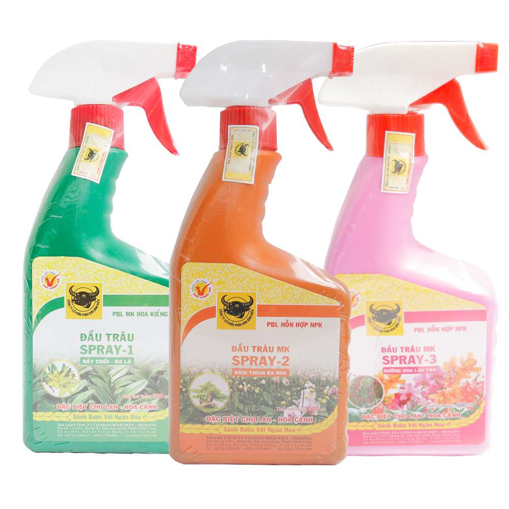 Combo Bộ Ba Phân Bón Đầu Trâu Kích Chồi - Kích Hoa - Dưỡng Hoa Spray 1 - Spray 2 - Spray 3
