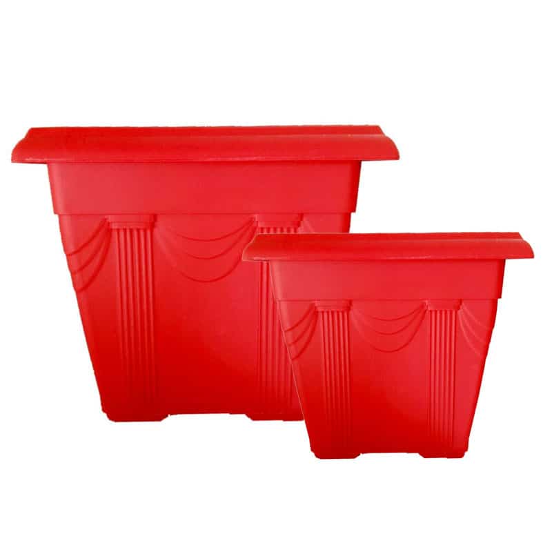 Chậu Nhựa Vuông Trồng Hoa Kiểng Và Cây Nội Thất THT Màu Đỏ