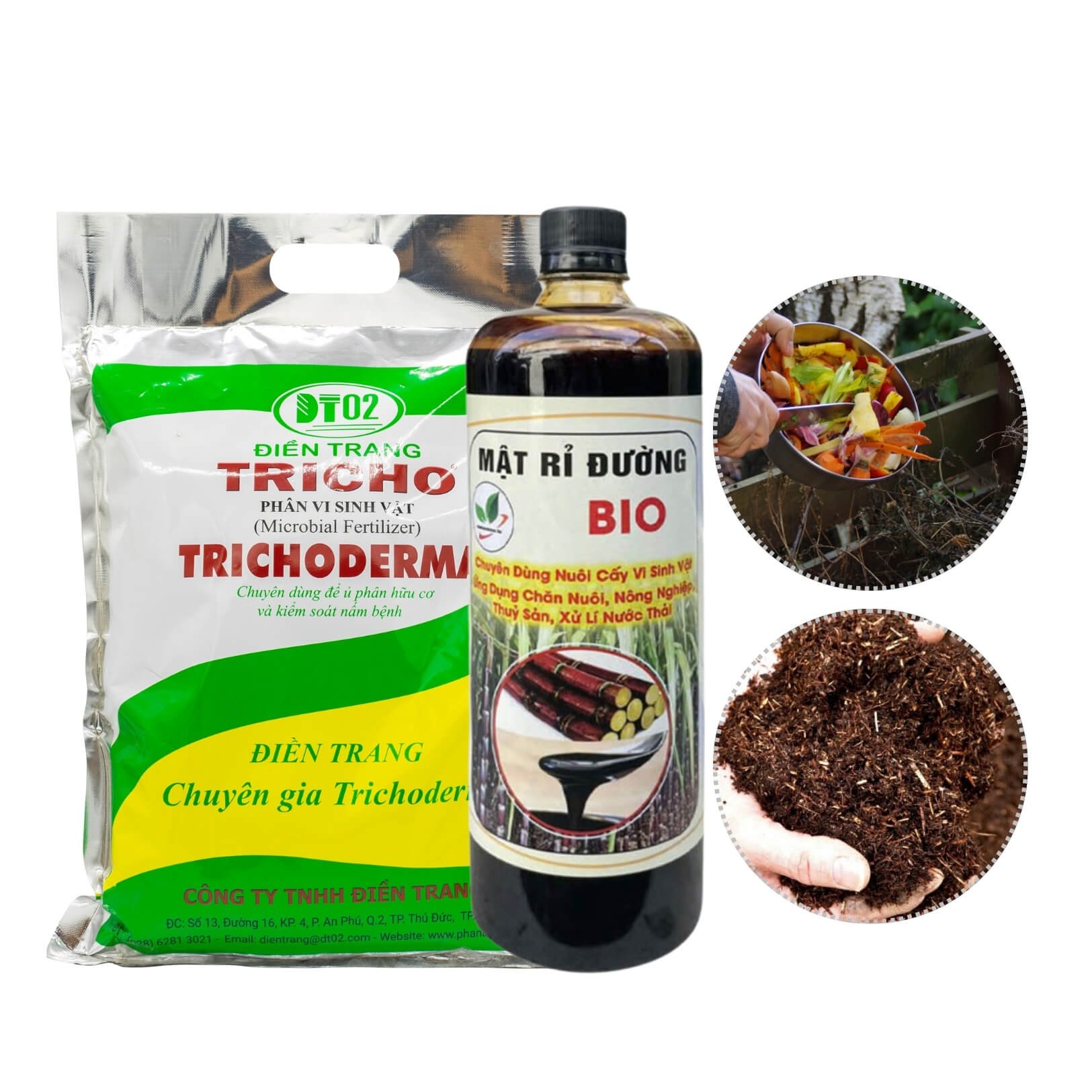 Bộ Đôi Mật Rỉ Và Men Vi Sinh Trichoderma Ủ Phân Bón, Rác Thải Gia Đình