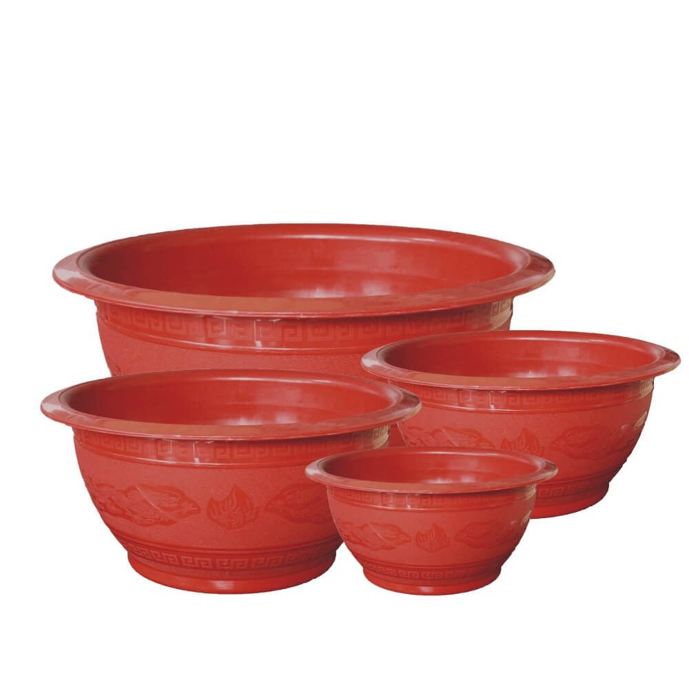 Chậu Truyền Thống Trồng Cây Kiểng Chất Liệu Nhựa Bền AD Màu Đỏ