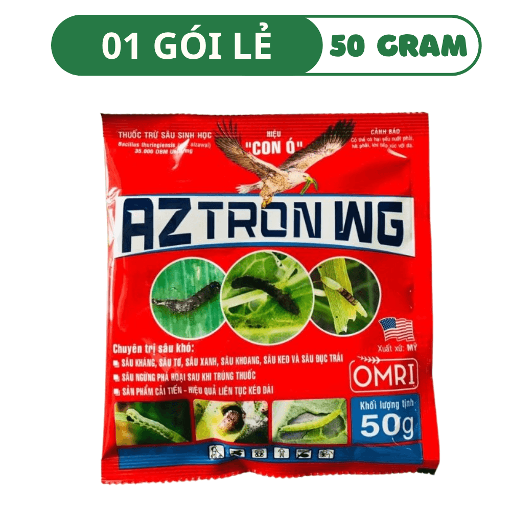 AZ TRON WG | Thuốc Trừ Sâu Sinh Học BT (Bacillus thuringiensis) - 01 GÓI (50 GRAM)