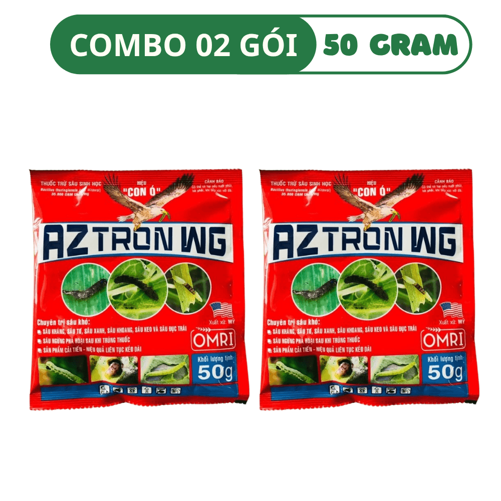 AZ TRON WG | Thuốc Trừ Sâu Sinh Học BT (Bacillus thuringiensis) - COMBO 02 GÓI (50 GRAM)