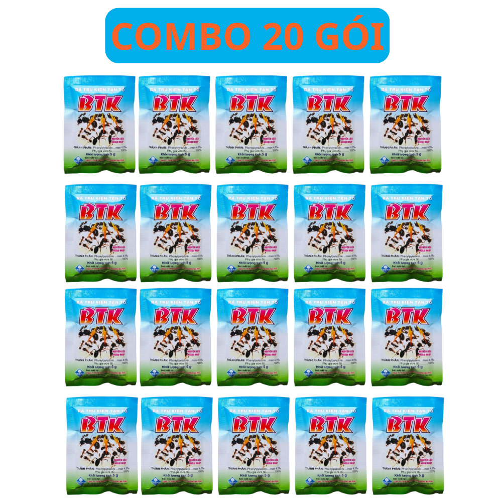 Bả Diệt Kiến Tận Ổ BTK Diệt Nhanh Các Loại Kiến - COMBO 20 GÓI