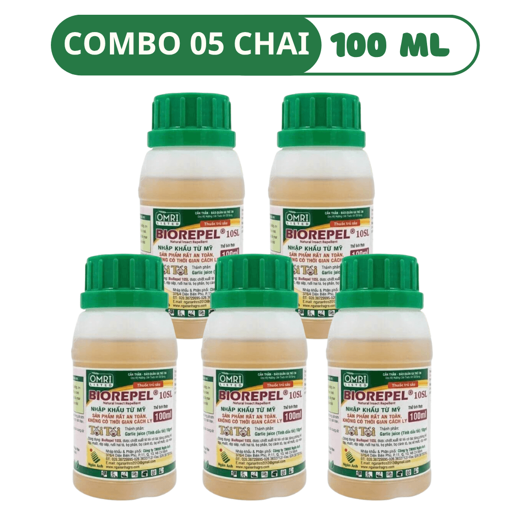 Biorepel 10SL | Thuốc Trừ Sâu Sinh Học Từ Dịch Tỏi Của Mỹ - COMBO 05 CHAI (100 ML)