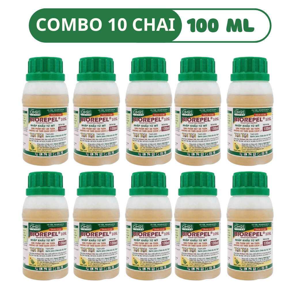 Biorepel 10SL | Thuốc Trừ Sâu Sinh Học Từ Dịch Tỏi Của Mỹ - COMBO 10 CHAI (100 ML)