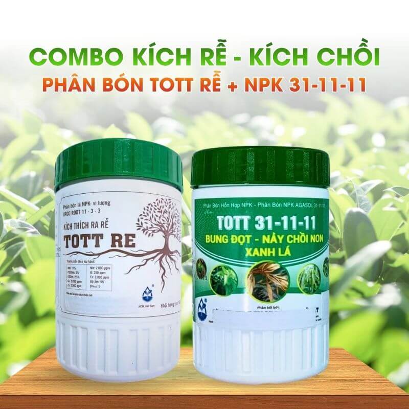 Bộ Đôi TOTT RE - NPK 31111 | Kích Rễ, Bung Chồi, Vọt Đọt Cho Mai Vàng, Hoa Hồng, Cây Kiểng Các Loại