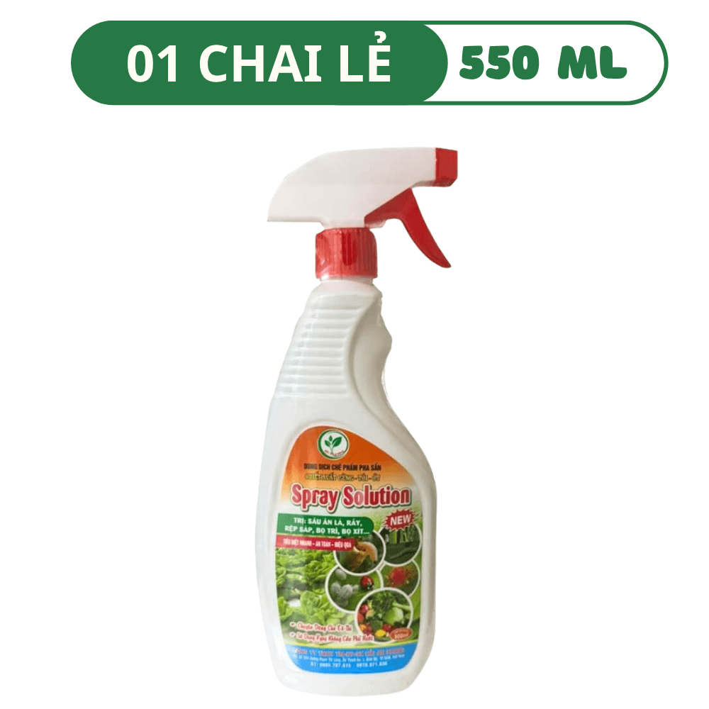 Chế Phẩm Trừ Sâu Sinh Học Spray Solution Trị Sâu Rầy, Bọ Trĩ, Bọ Xít - 01 CHAI (500 ML)