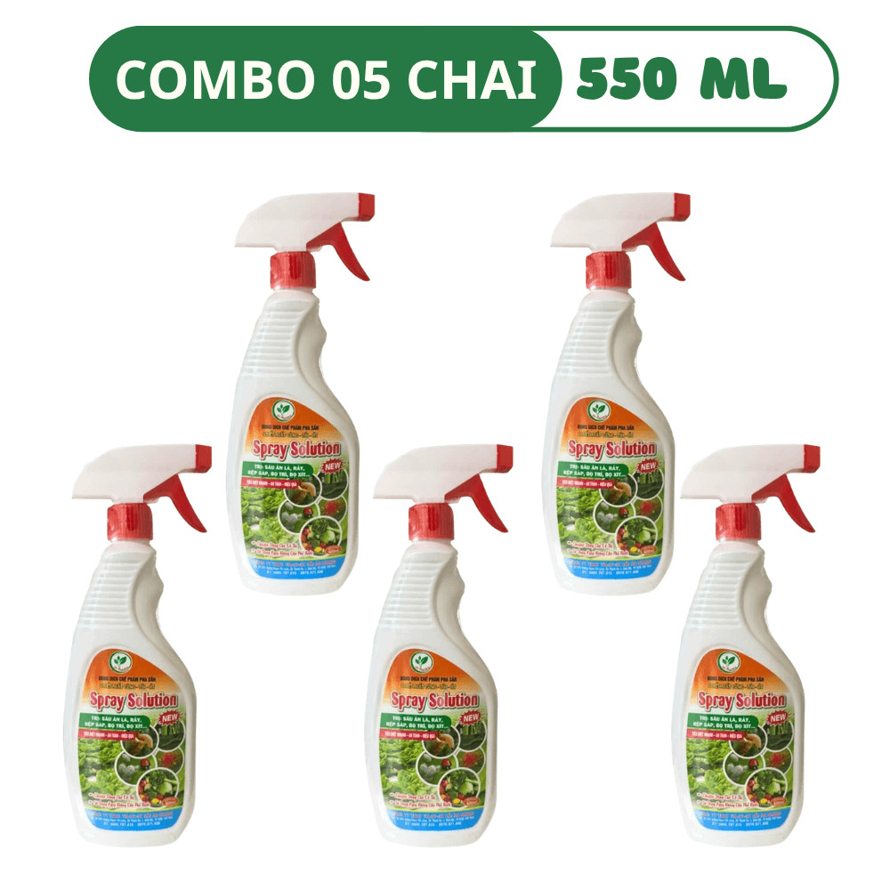 Chế Phẩm Trừ Sâu Sinh Học Spray Solution Trị Sâu Rầy, Bọ Trĩ, Bọ Xít - COMBO 05 CHAI (550 ML)