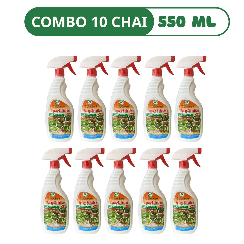 Chế Phẩm Trừ Sâu Sinh Học Spray Solution Trị Sâu Rầy, Bọ Trĩ, Bọ Xít - COMBO 10 CHAI (550 ML)