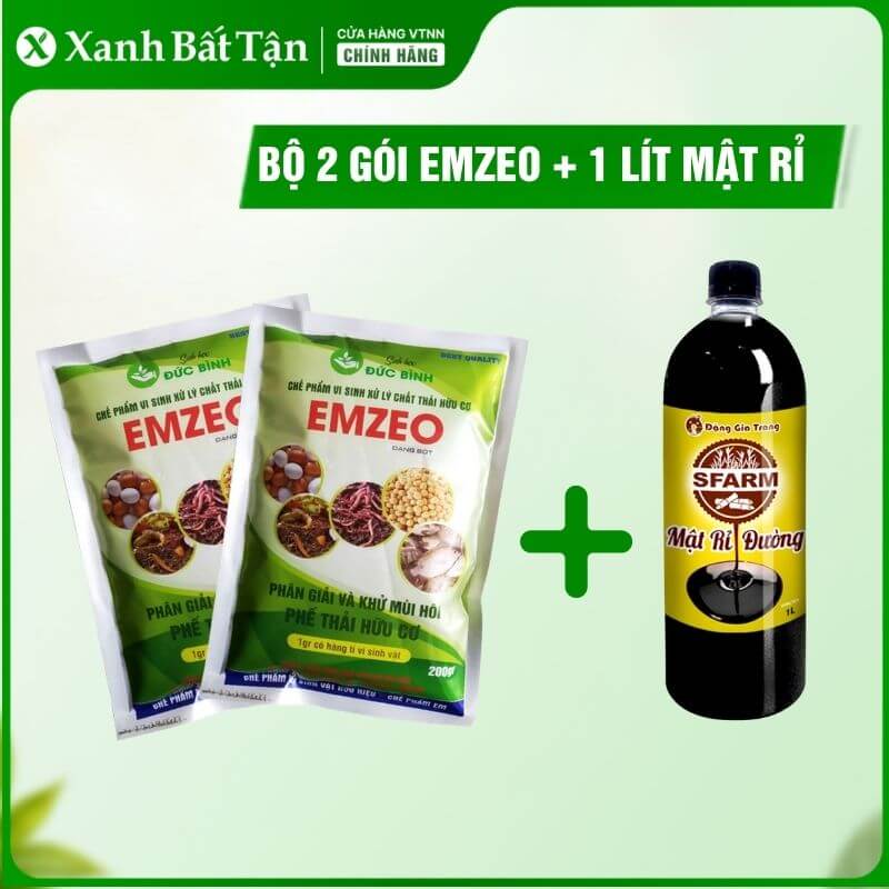 Combo 2 Gói Emzeo Khử Mùi Hôi Và 1 Lít Mật Rỉ Đường Nguyên Chất
