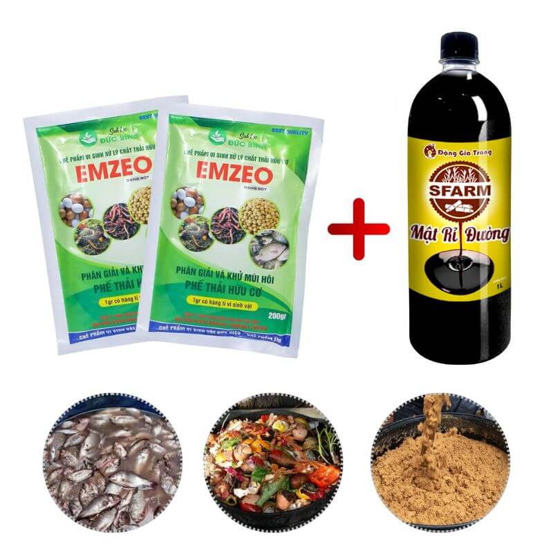 Combo 2 Gói Emzeo Khử Mùi Hôi Và 1 Lít Mật Rỉ Đường Nguyên Chất