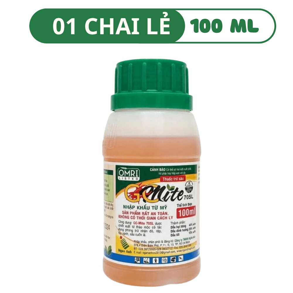GC Mite 70SL | Đặc Trị Nhện Đỏ, Bọ Trĩ, Rầy, Rệp Sáp, Trừ Sâu Dạng Sinh Học - 01 CHAI (100 ML)