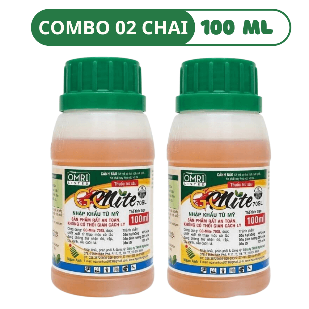 GC Mite 70SL | Đặc Trị Nhện Đỏ, Bọ Trĩ, Rầy, Rệp Sáp, Trừ Sâu Dạng Sinh Học - COMBO 02 CHAI (100 ML)