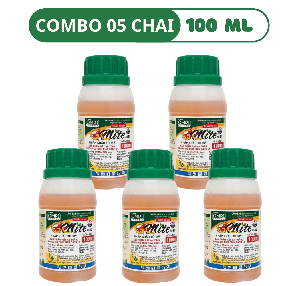 GC Mite 70SL | Đặc Trị Nhện Đỏ, Bọ Trĩ, Rầy, Rệp Sáp, Trừ Sâu Dạng Sinh Học - COMBO 05 CHAI (100 ML)