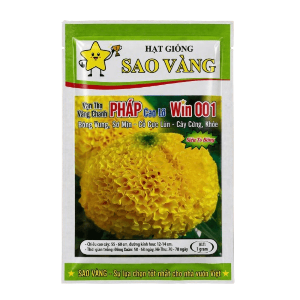 Hạt Giống Hoa Vạn Thọ Pháp F1 Win 001 Vàng Chanh Cao Lỡ, Cổ Lùn