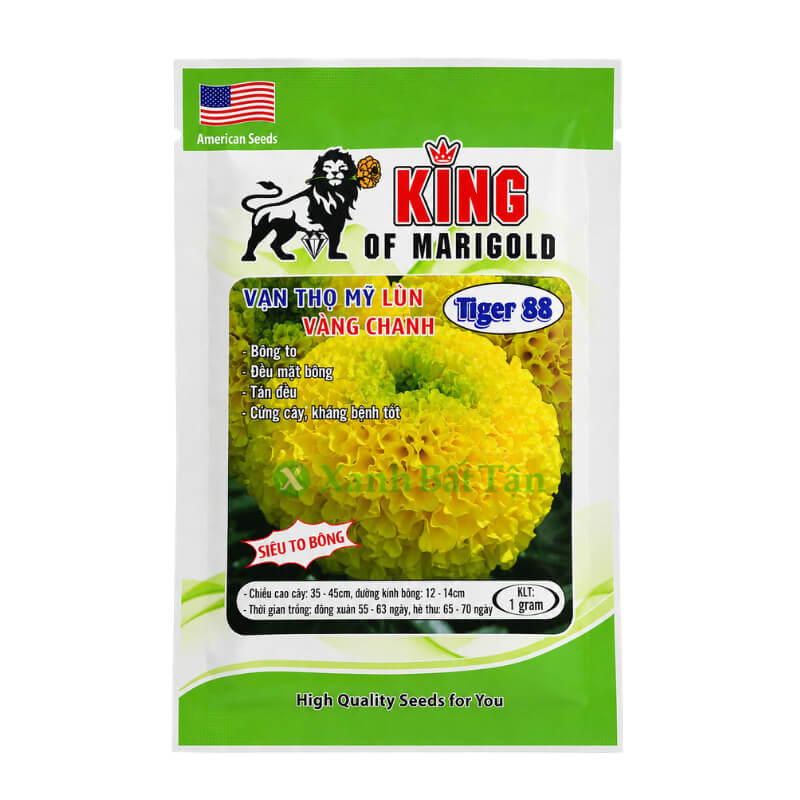 Hạt Giống Vạn Thọ Mỹ Tiger 88 Vàng Chanh - Cây Lùn