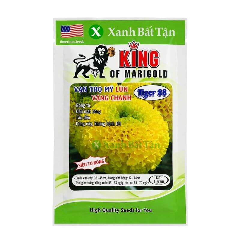 Hạt Giống Vạn Thọ Mỹ Tiger 88 Vàng Chanh - Cây Lùn