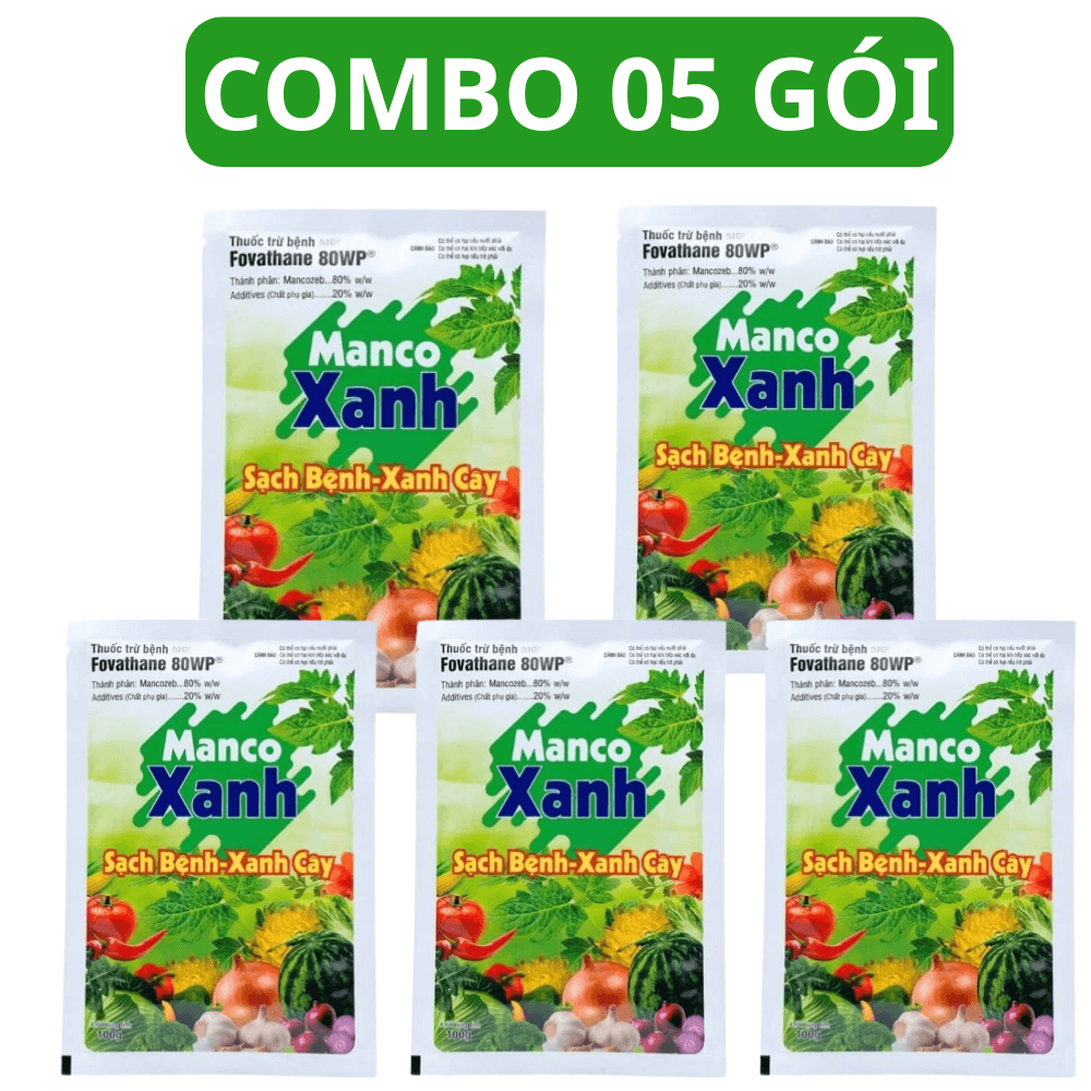 MANCO XANH FOVATHANE 80WP | Thuốc Đặc Trị Nấm Phổ Rộng - COMBO 05 GÓI