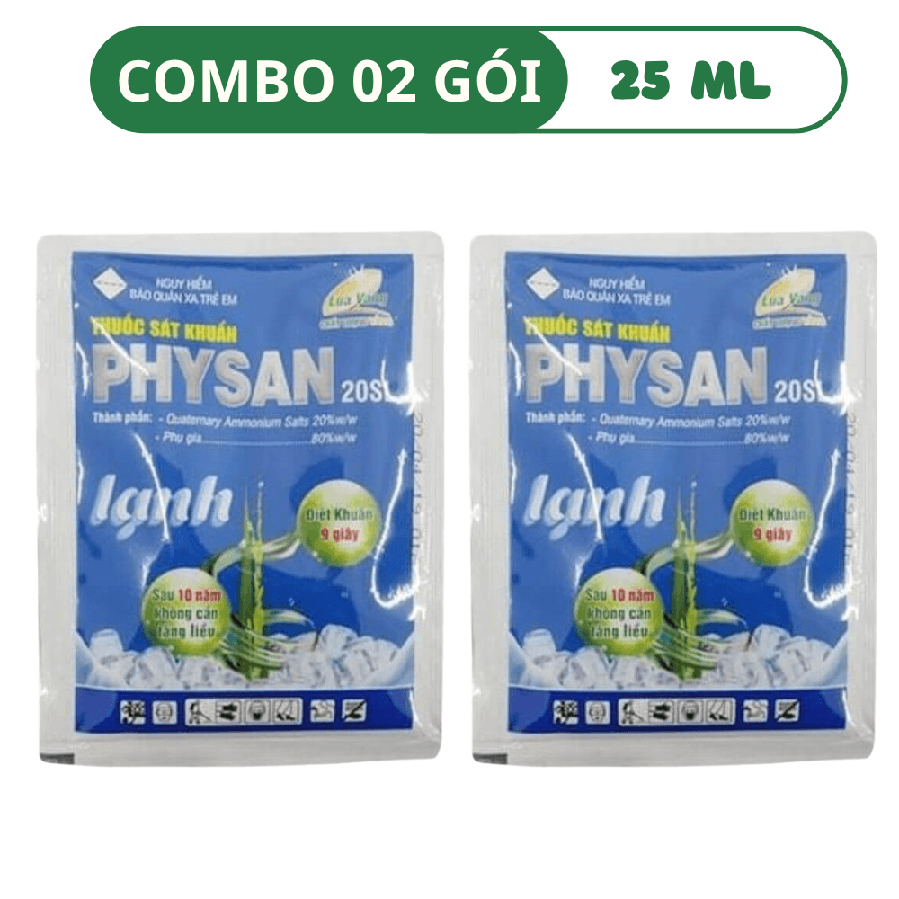 Physan Lạnh 20SL Sát Khuẩn Trừ Nấm Mốc, Tẩy Rong Rêu - COMBO 02 GÓI (25 ML)