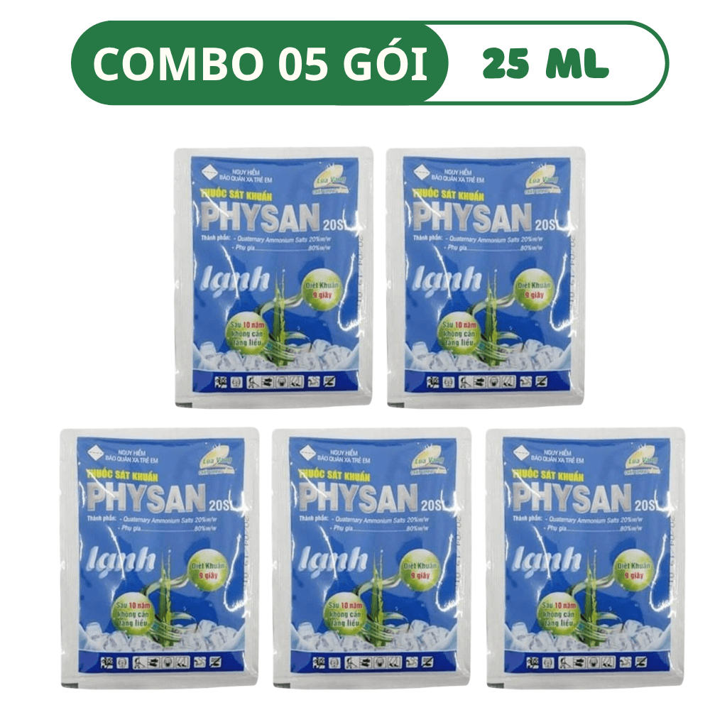 Physan Lạnh 20SL Sát Khuẩn Trừ Nấm Mốc, Tẩy Rong Rêu - COMBO 05 GÓI (25 ML)