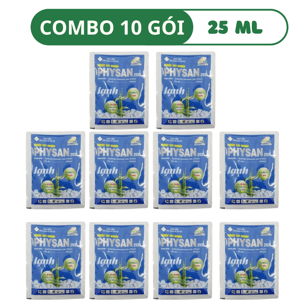Physan Lạnh 20SL Sát Khuẩn Trừ Nấm Mốc, Tẩy Rong Rêu - COMBO 10 GÓI (25 ML)