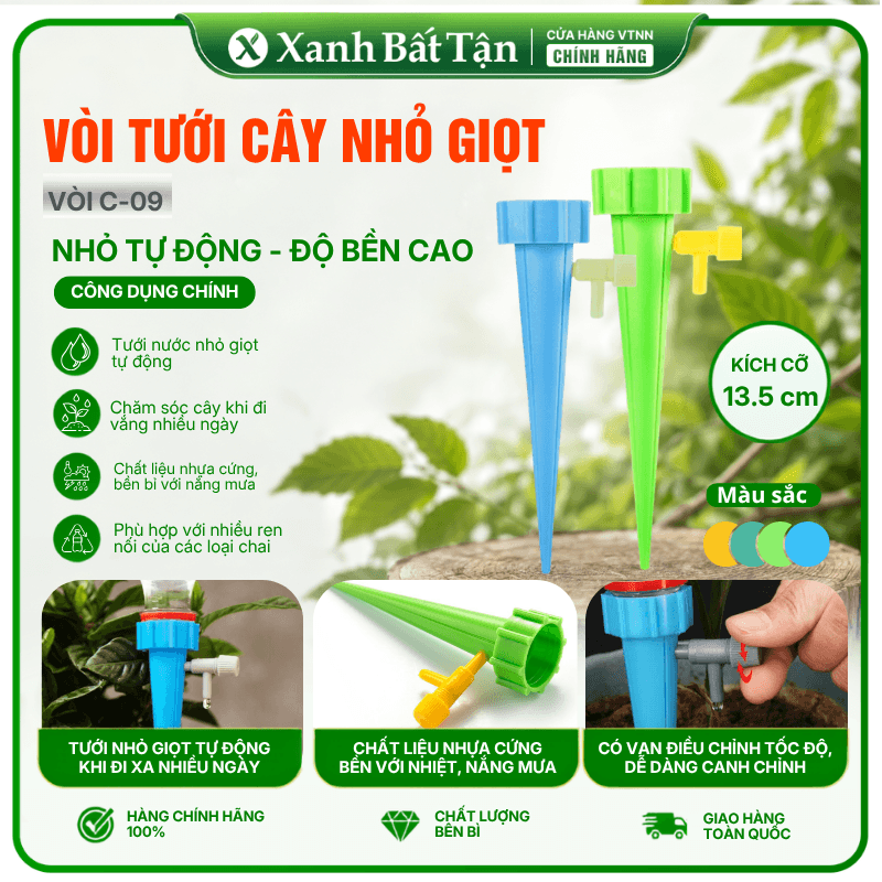 Set 10 Cái Vòi (Van) Tưới Cây Tự Động Lắp Vào Chai Nước CoCa - Danasi Mã C-09