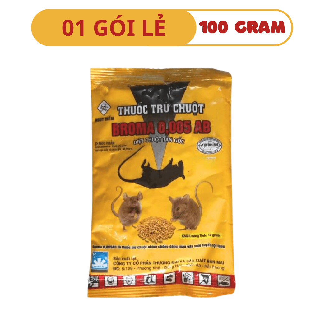 Thuốc Diệt Chuột Sinh Học Broma: Chết Ngoài Sáng, Sinh Học An Toàn - 01 GÓI (100 GRAM)