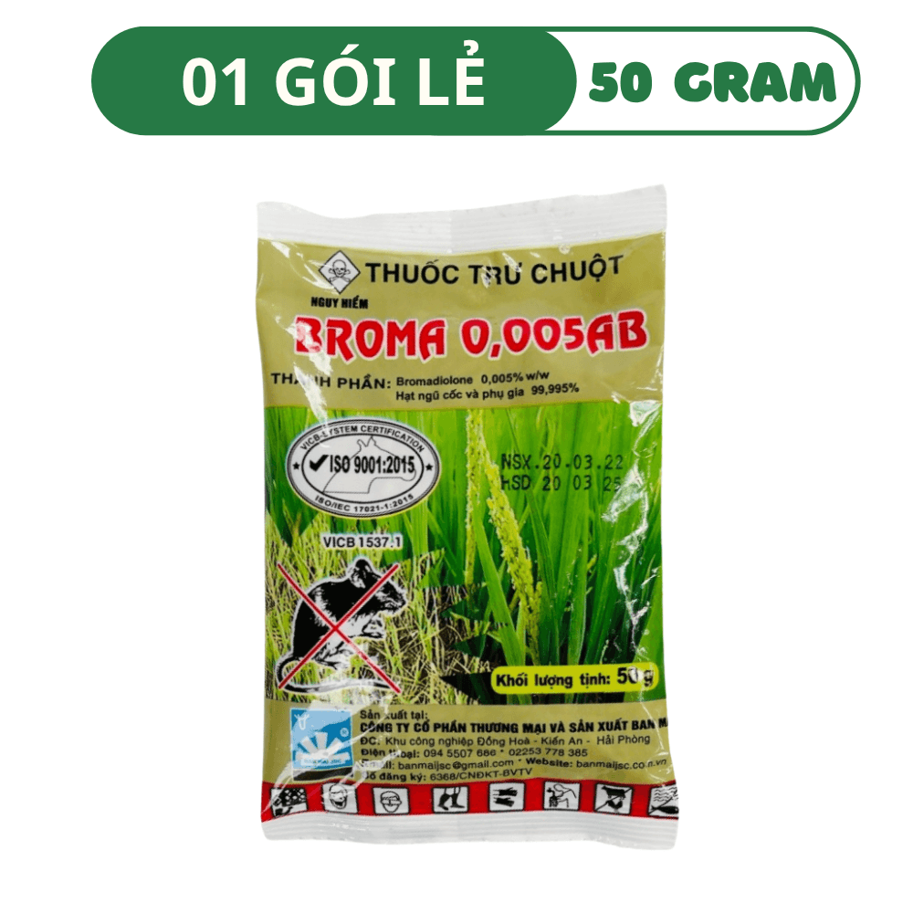 Thuốc Diệt Chuột Sinh Học Broma: Chết Ngoài Sáng, Sinh Học An Toàn - 01 GÓI (50 GRAM)