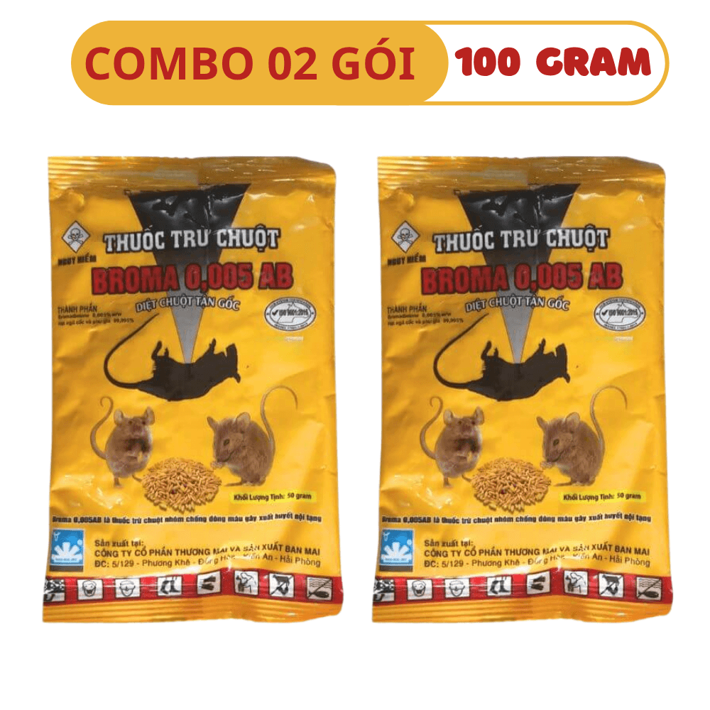 Thuốc Diệt Chuột Sinh Học Broma: Chết Ngoài Sáng, Sinh Học An Toàn - COMBO 02 GÓI (100 GRAM)