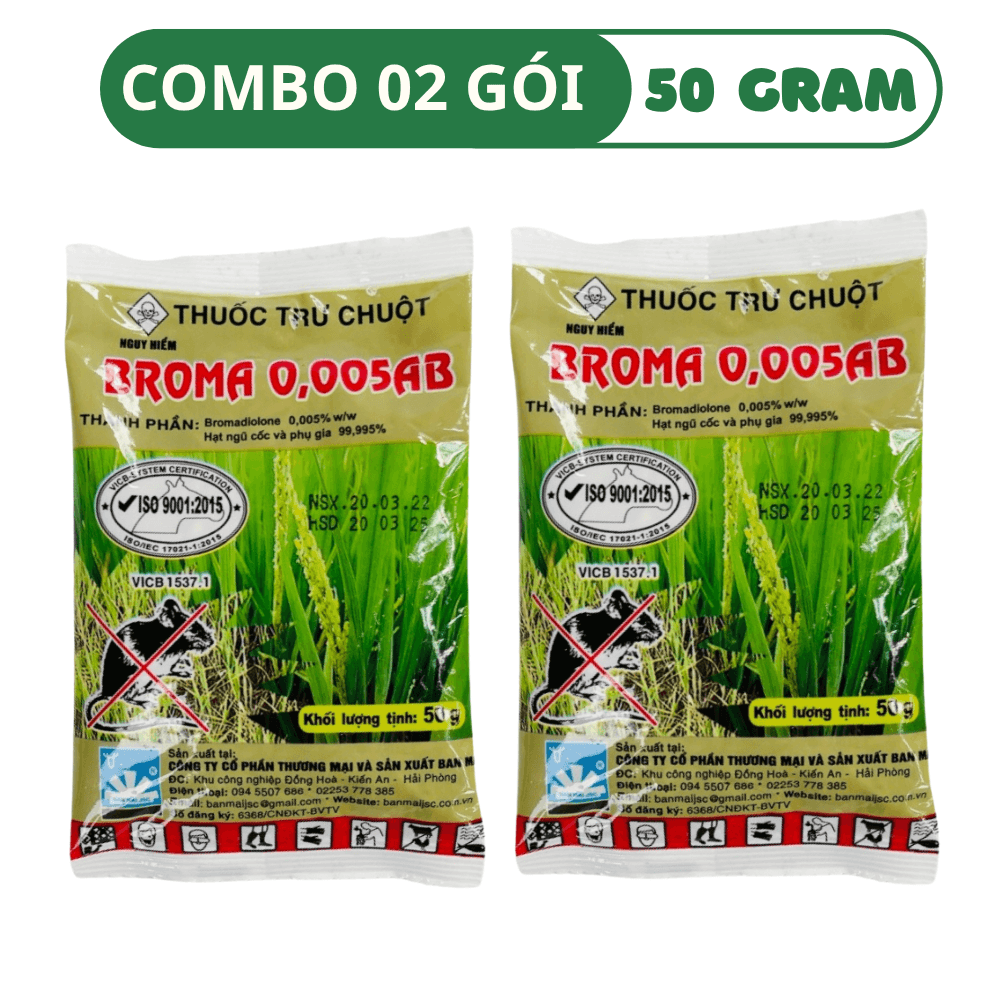 Thuốc Diệt Chuột Sinh Học Broma: Chết Ngoài Sáng, Sinh Học An Toàn - COMBO 02 GÓI (50 GRAM)