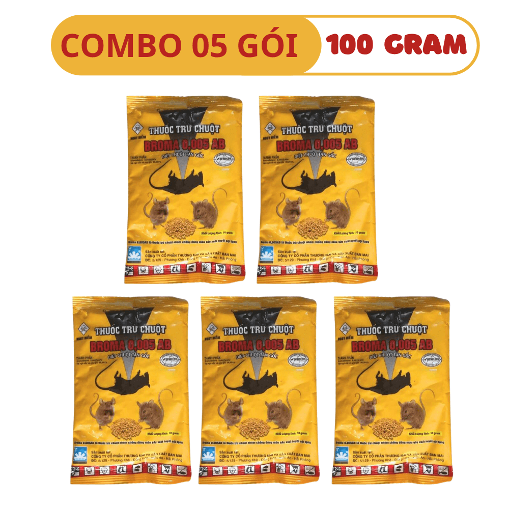 Thuốc Diệt Chuột Sinh Học Broma: Chết Ngoài Sáng, Sinh Học An Toàn - COMBO 05 GÓI (100 GRAM)