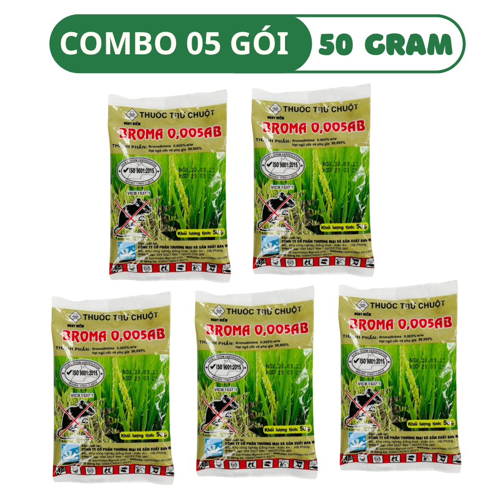 Thuốc Diệt Chuột Sinh Học Broma: Chết Ngoài Sáng, Sinh Học An Toàn - COMBO 05 GÓI (50 GRAM)