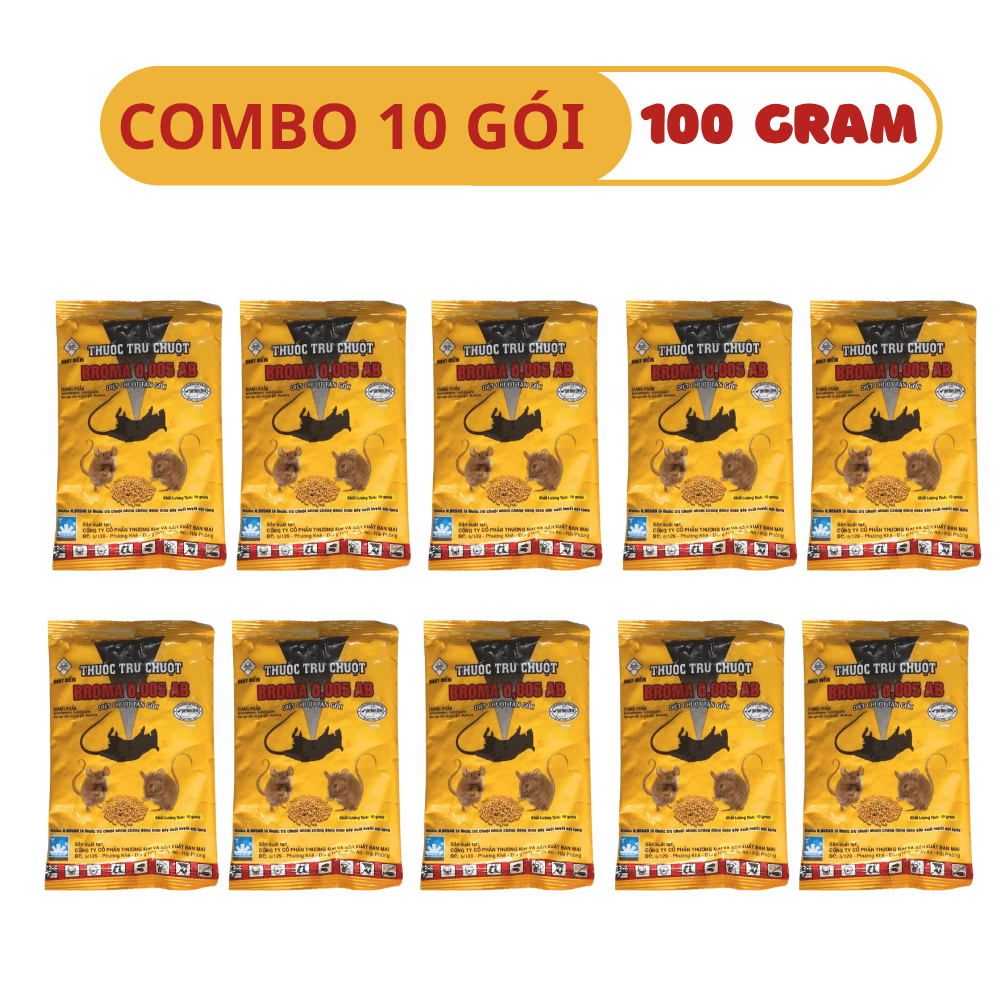 Thuốc Diệt Chuột Sinh Học Broma: Chết Ngoài Sáng, Sinh Học An Toàn - COMBO 10 GÓI (100 GRAM)