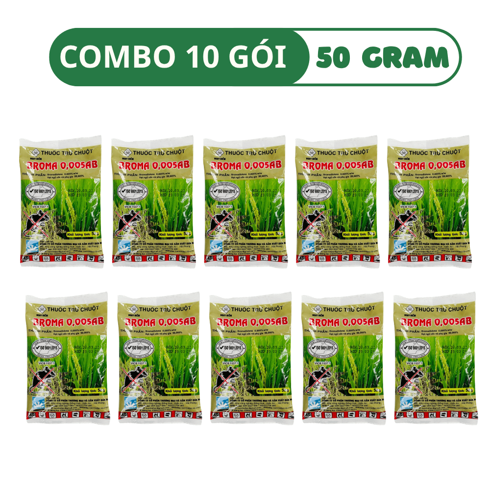 Thuốc Diệt Chuột Sinh Học Broma: Chết Ngoài Sáng, Sinh Học An Toàn - COMBO 10 GÓI (50 GRAM)