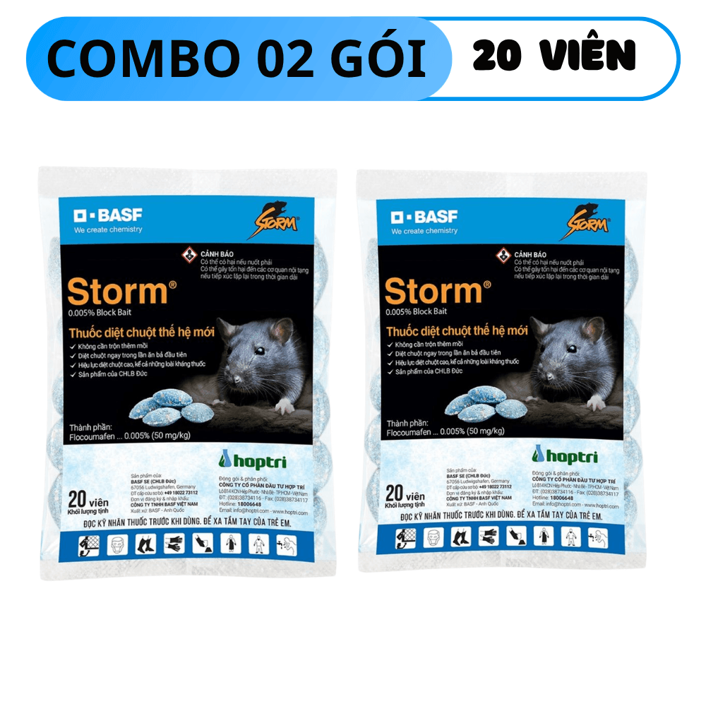 Thuốc Diệt Chuột Storm Gói 20 Viên Hiệu Lực Cao - COMBO 02 GÓI