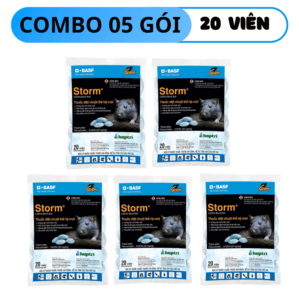 Thuốc Diệt Chuột Storm Gói 20 Viên Hiệu Lực Cao - COMBO 05 GÓI