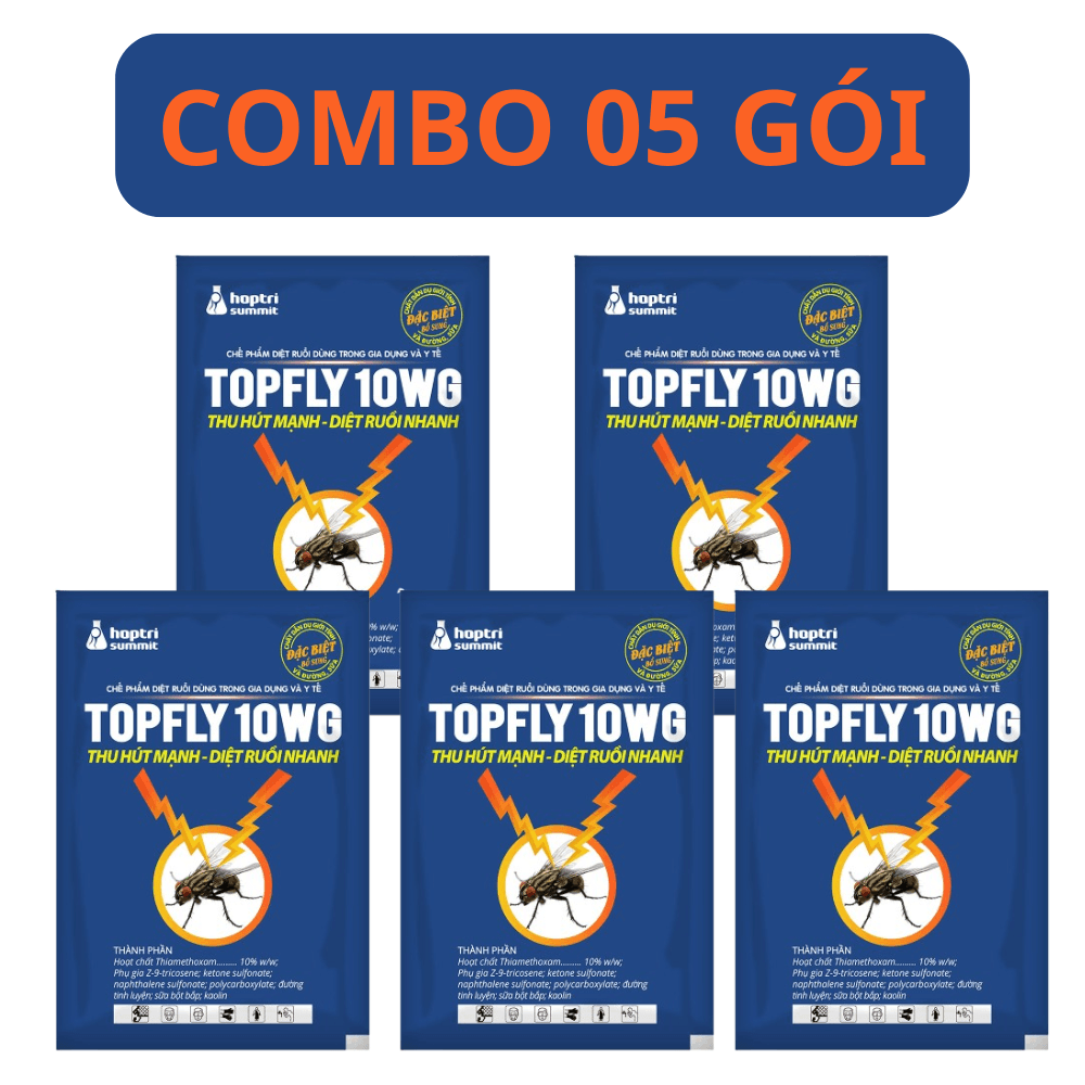 Thuốc Diệt Ruồi TOPFLY 10WG | Thu Hút Mạnh, Diệt Ruồi Nhanh - COMBO 05 GÓI