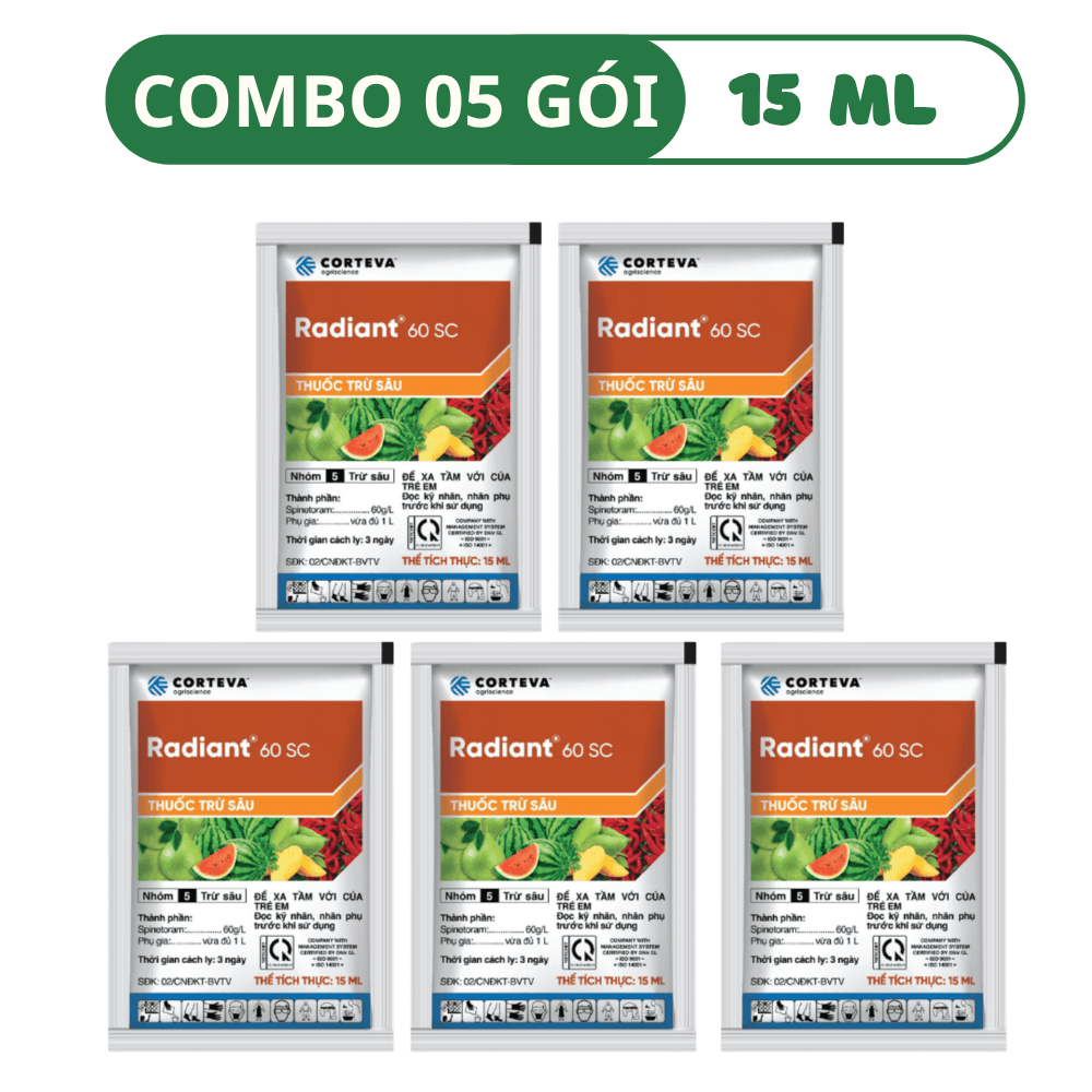 Thuốc Trừ Bọ Trĩ Và Nhện Đỏ Radiant 60 SC - COMBO 05 GÓI (15 ML)
