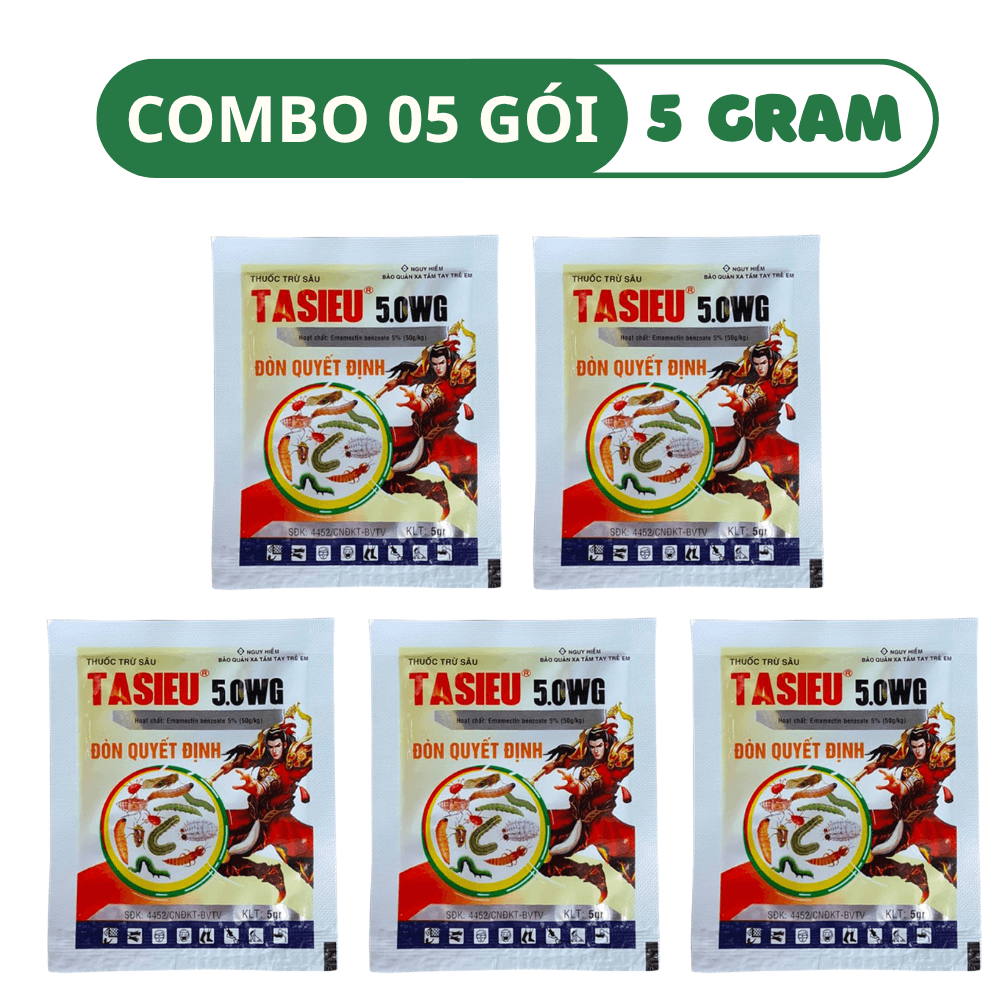 Thuốc Trừ Sâu Sinh Học Tasieu 5WG Thế Hệ Mới - COMBO 05 GÓI (5 GRAM)