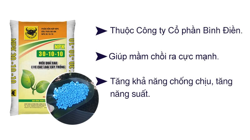 Phân bón NPK 30-10-10 Đầu Trâu Bình Điền