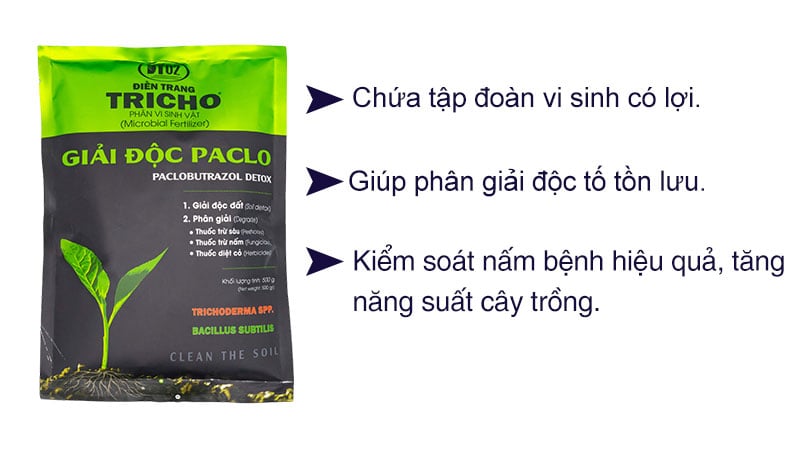 Giải độc paclo phân hủy độc tố tồn lưu trong đất