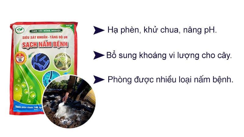 Tinh vôi sát khuẩn, hạ phèn, nâng pH cây trồng