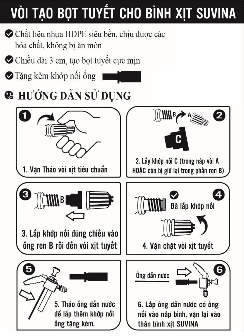 Hướng dẫn tạo bọt tuyết khi sử dụng bình tưới cây 2 lít của suvina